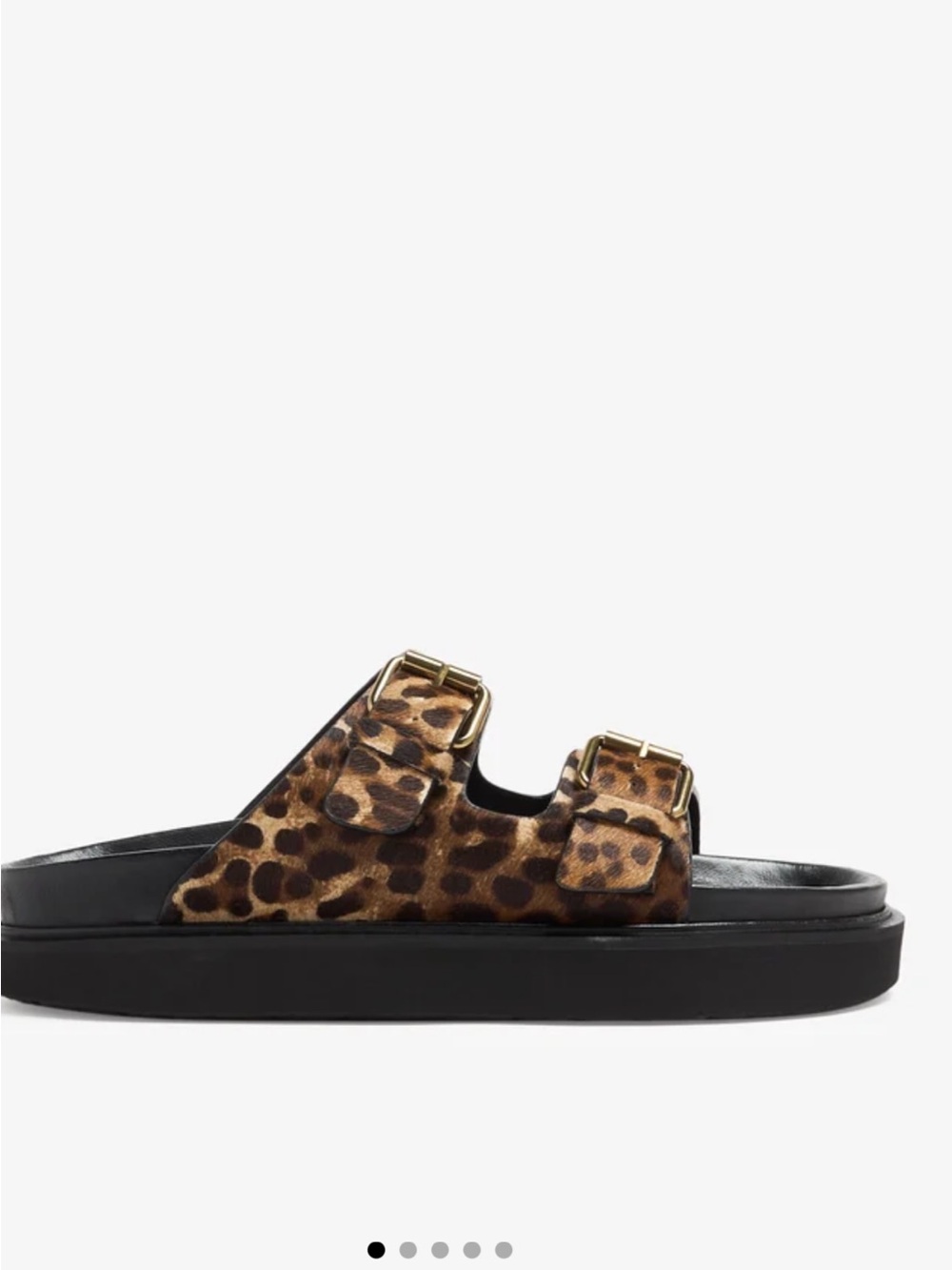 Isabel Marant Leopard Print Double Buckle Slide Sandals